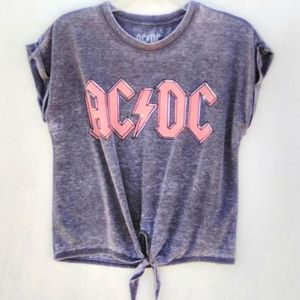 🍭Lucky Brand AC/DC Tie front crop tee size xs